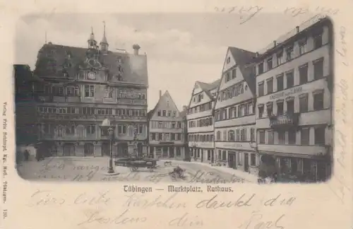 Tübingen Marktplatz und Rathaus gl1905 206.096