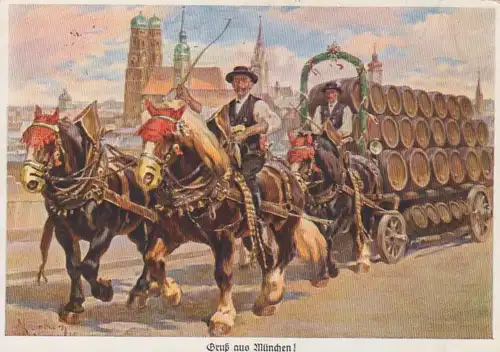 München Pferdegespann Fässer gl1953 212.252