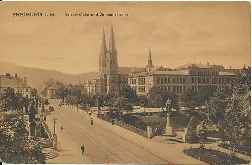 Freiburg Kaiserbrücke und Johanniskirche ngl 134.363