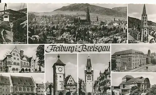 Freiburg Mehrbildkarte 9 Ansichten gl1957 134.445