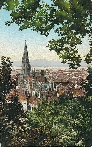 Freiburg Münster und Panorama gl1913 134.477