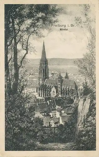 Freiburg Stadtpanorama mit Münster gl1912 134.514