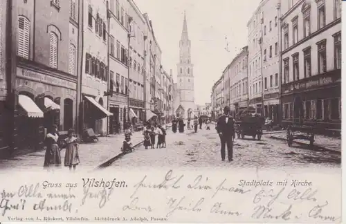 Vilshofen Stadtplatz mit Kirche gl1901 208.711