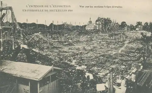 Bruxelles l'Incendie de l'Expo 1910 ngl 136.441