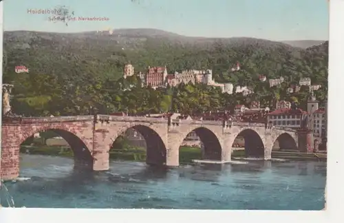 Heidelberg Schloss und Neckarbrücke gl1912 214.167