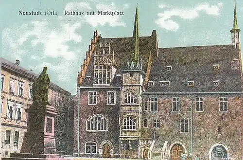 Neustadt Orla Rathaus mit Marktplatz feldpgl1916 C3993