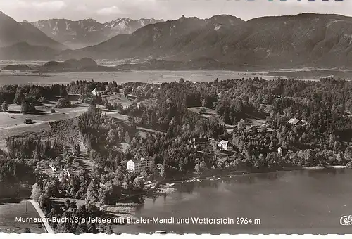 Murnau-Bucht Staffelsee mit Ettaler Mandl u.Wetterstein gl1957 C4934