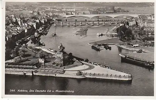 Koblenz Moselbrücken und Moselmündung gl1936 C3416