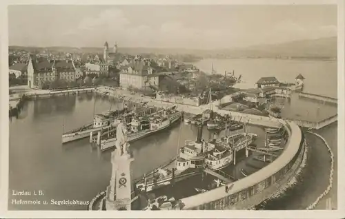 Lindau i.B. Hafenmole und Segelclubhaus gl1934 134.936