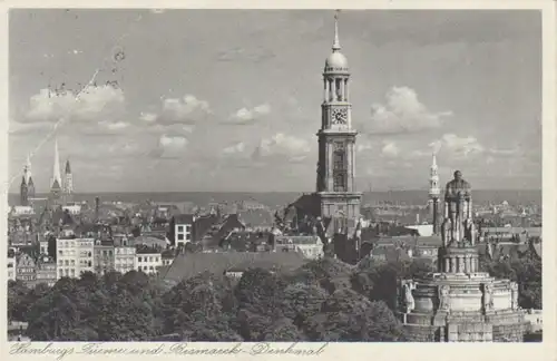 Hamburgs Türme und Bismarckdenkmal gl1938 212.327