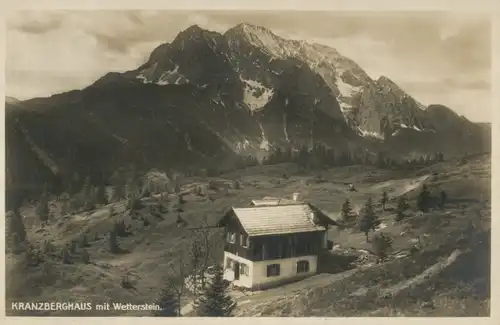 Berghütte: Kranzberghaus mit Wetterstein gl1930 104.420