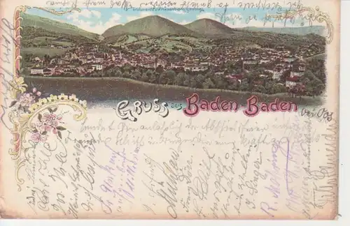 Baden-Baden Litho Blick vom Friesenberg gl1898 206.542