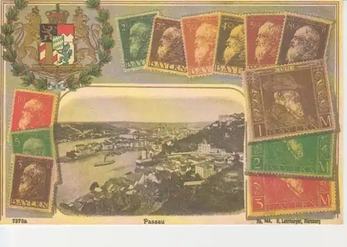 Passau Panorama Briefmarkenkarte ngl 208.761