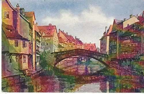 Nürnberg Fleischbrücke Künstlerkarte gl1912 C3599