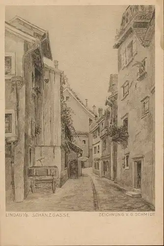 Lindau Schanzgasse Zeichnung G. Schmidt ngl 134.773