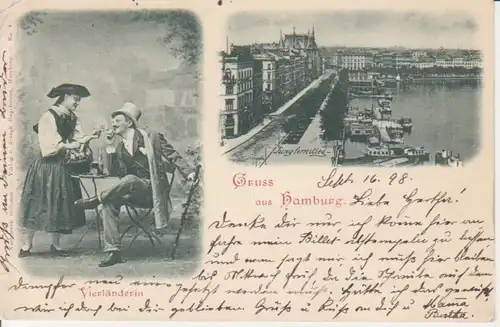 Hamburg Vierländerin und Jungfernstieg gl1898 211.713