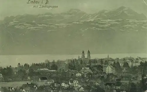 Lindau i.B. Panorama mit Säntisgruppe gl1908 135.054