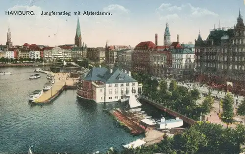 Hamburg Jungfernsteg mit Alsterdamm gl1927 135.687