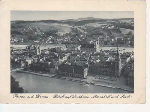 Passau Blick auf Rathaus Mariahilf und Stadt gl1941 215.754
