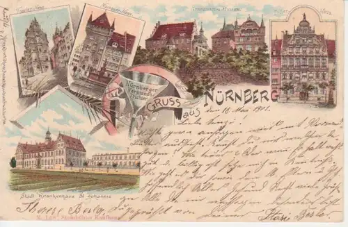 Nürnberg Litho Mehrbildkarte gl1901 209.037