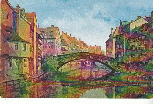 Nürnberg Fleischbrücke Künstlerkarte ngl C5762