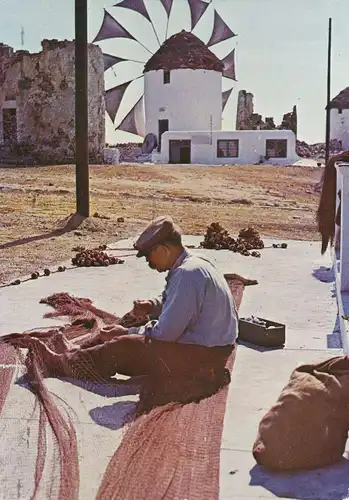 Angeln/Fischerei: Griechenland, Fischer repariert das Netz gl1979 136.733