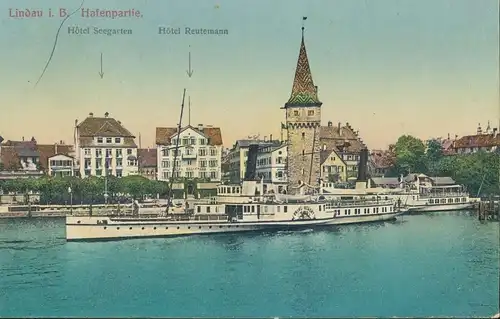 Lindau i.B. Hafenpartie mit Hotels glca.1915 135.002