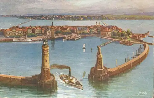 Lindau i.B. Panorama mit Hafen glca.1920 135.083