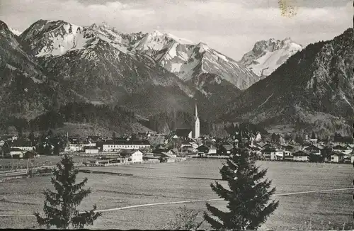 Oberstdorf i.A. Panorama mit Alpenkette gl1959 135.439