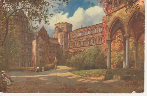 Heidelberg Der Schlosshof Künstlerkarte H. Hoffmann ngl 214.161