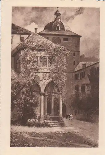 Heidelberg Partie aus dem Schlosshof mit Brunnenhalle und Wartturm ngl 214.187