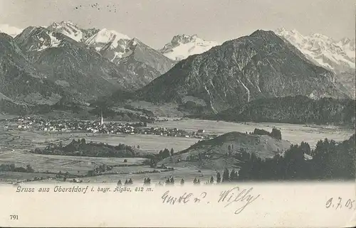 Oberstdorf i.A. Panorama mit Alpenkette gl1905 135.491