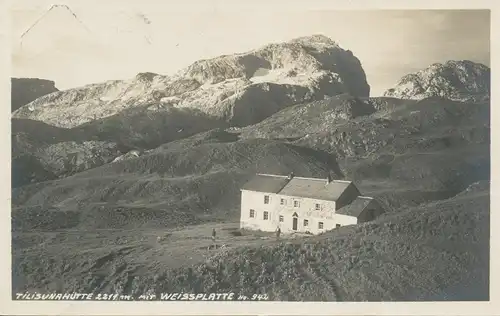 Berghütte: Tilisunahütte mit Weissplatte gl1929 104.676