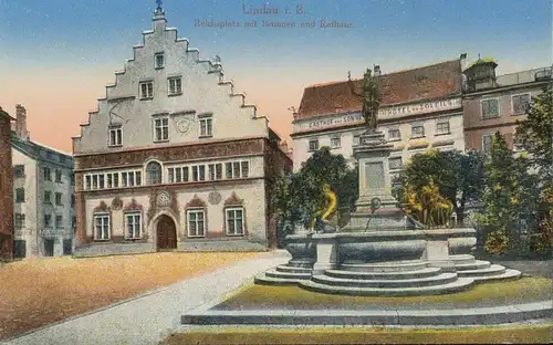 Lindau i.B. Reichsplatz Brunnen Rathaus ngl 135.036