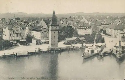 Lindau i.B. Hafen und alter Leuchtturm gl1908 134.958