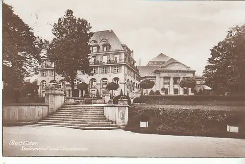 Bad Elster Sachsenhof und Kurtheater gl1930 C3816