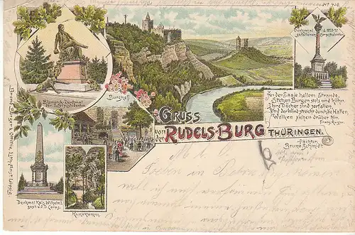 Gruß von der Rudelsburg Thüringen Litho bahnpgl1897 C8013