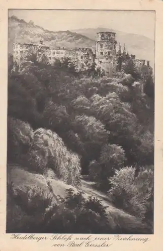 Heidelberg Das Schloss nach einer Zeichnung von Paul Geissler ngl 214.186