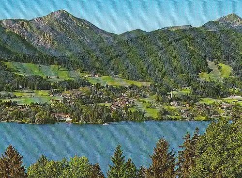 Tegernsee Blick auf Bad Wiessee mit Kampen u. Fockenstein gl1991 C4447