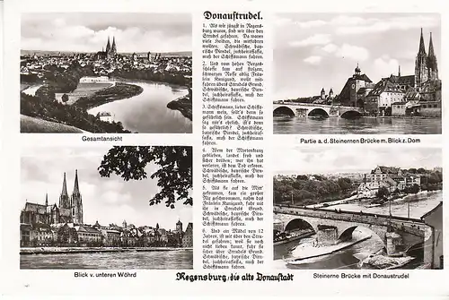 Regensburg Mehrbildkarte Liedtext Donaustrudel gl1959 C7178