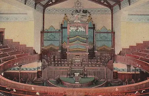 Omaha Nebr. First M.E.Church Interior gl1914 C3899