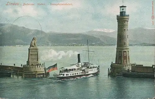 Lindau (Bodensee) Hafen Dampferausfahrt gl1911 135.106