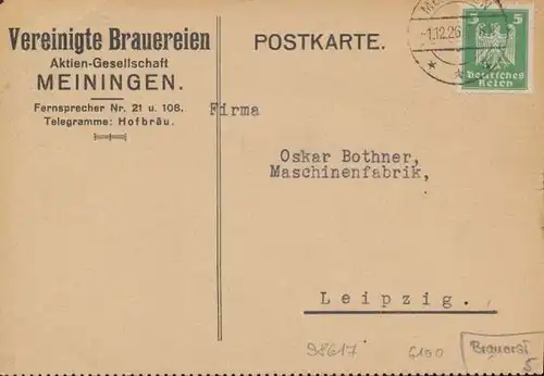 Meiningen Vereinigte Brauereien AG gl1926 135.670