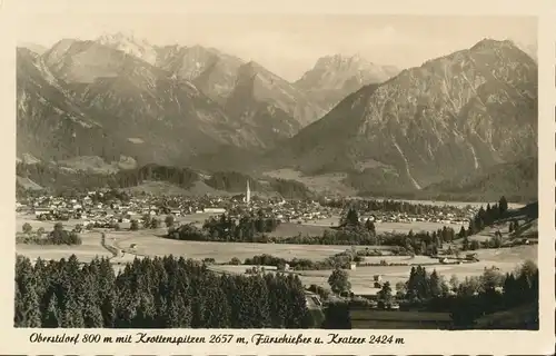 Oberstdorf Panorama mit Alpenkette gl1951 135.206