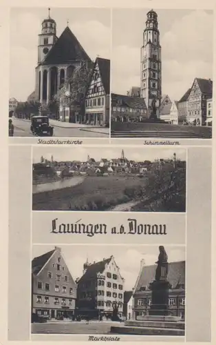Lauingen a.D. Marktplatz Stadtpfarrkirche Schimmelturm bahnpgl1950 210.157