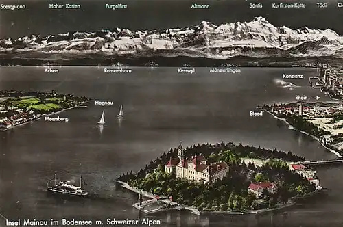 Insel Mainau Nachtpanorama mit Alpen gl1960? C4202