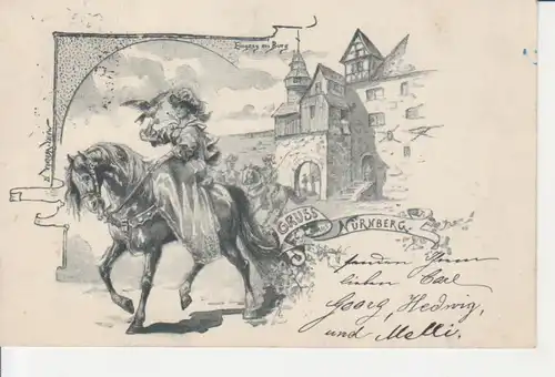 Nürnberg Eingang zur Burg Litho gl1897 209.036