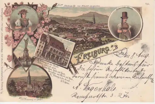 Freiburg i.Br. Litho Teilansichten Total gl1898 207.030