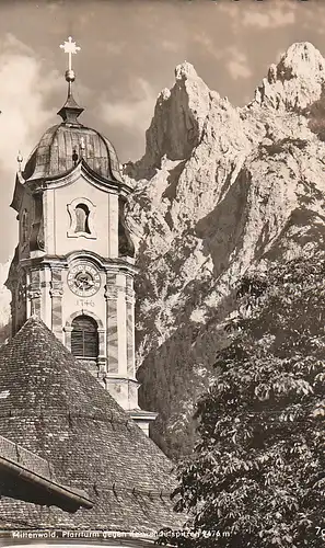 Mittenwald Pfarrturm geg.Karwendelspitzen ngl C4345