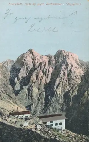 Berghütte: Knorrhütte gegen Hochwanner gl1909 104.372